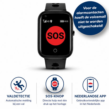 Wiesba WB57S - Montre GPS Senior - Montre Connectée pour Personnes Âgées - Alarmes Personnelles - Montre Alarme Personnes Âgées - Montre GPS Alzheimer - Détection de Chute