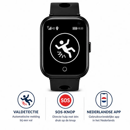 Wiesba WB57S - Montre GPS Senior - Montre Connectée pour Personnes Âgées - Alarmes Personnelles - Montre Alarme Personnes Âgées - Montre GPS Alzheimer - Détection de Chute