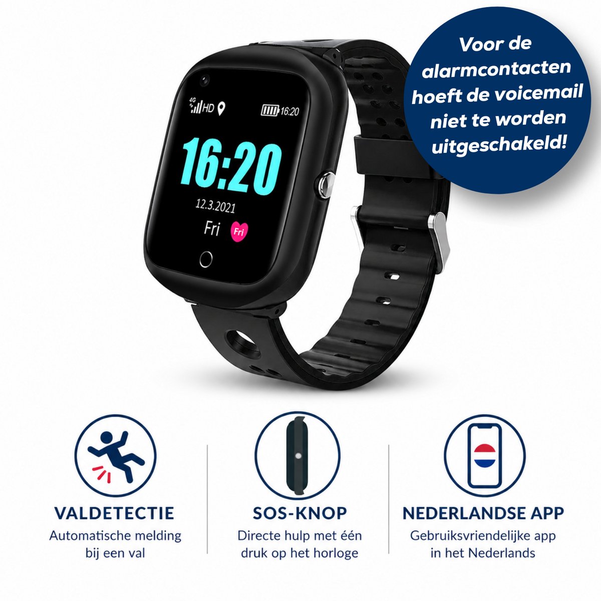 Wiesba WB57S - Montre GPS Senior - Montre Connectée pour Personnes Âgées - Alarmes Personnelles - Montre Alarme Personnes Âgées - Montre GPS Alzheimer - Détection de Chute