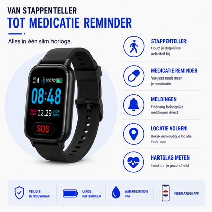 Wiesba WB57S - Montre GPS Senior - Montre Connectée pour Personnes Âgées - Alarmes Personnelles - Montre Alarme Personnes Âgées - Montre GPS Alzheimer - Détection de Chute