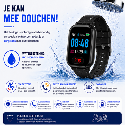 Wiesba WB57S - Montre GPS Senior - Montre Connectée pour Personnes Âgées - Alarmes Personnelles - Montre Alarme Personnes Âgées - Montre GPS Alzheimer - Détection de Chute