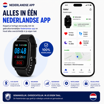 Wiesba WB57S - Montre GPS Senior - Montre Connectée pour Personnes Âgées - Alarmes Personnelles - Montre Alarme Personnes Âgées - Montre GPS Alzheimer - Détection de Chute