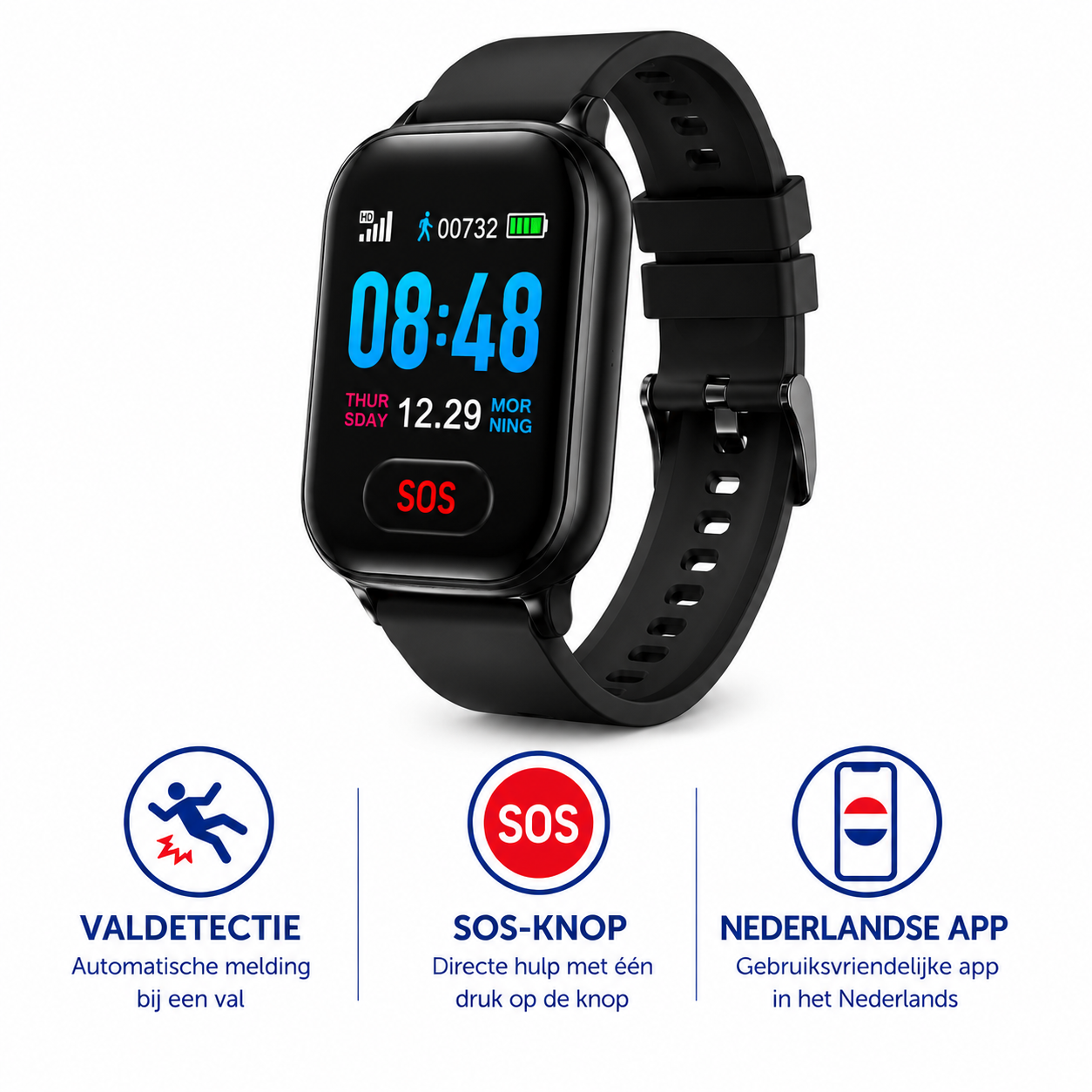 Wiesba WB57S - Montre GPS Senior - Montre Connectée pour Personnes Âgées - Alarmes Personnelles - Montre Alarme Personnes Âgées - Montre GPS Alzheimer - Détection de Chute