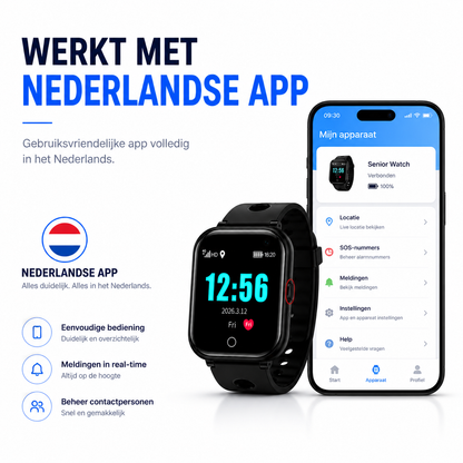 Wiesba WB57S - Montre GPS Senior - Montre Connectée pour Personnes Âgées - Alarmes Personnelles - Montre Alarme Personnes Âgées - Montre GPS Alzheimer - Détection de Chute
