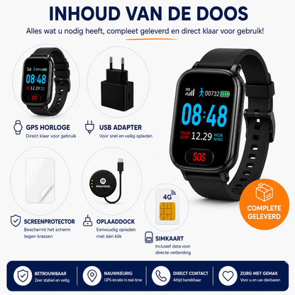 Wiesba WB57S - Montre GPS Senior - Montre Connectée pour Personnes Âgées - Alarmes Personnelles - Montre Alarme Personnes Âgées - Montre GPS Alzheimer - Détection de Chute