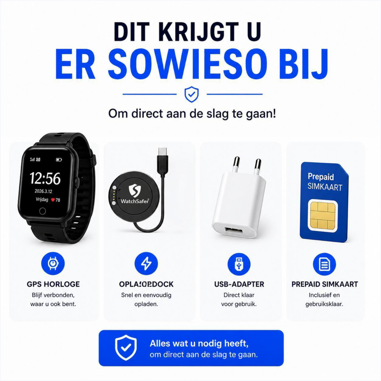 Wiesba WB57S - Montre GPS Senior - Montre Connectée pour Personnes Âgées - Alarmes Personnelles - Montre Alarme Personnes Âgées - Montre GPS Alzheimer - Détection de Chute